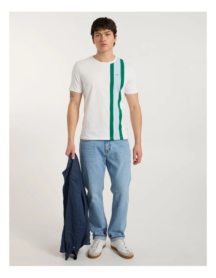 Riccardo Applique Stripe Tee in White image 1