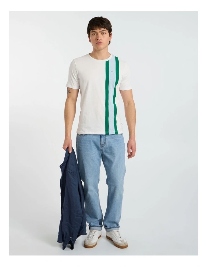 Riccardo Applique Stripe Tee in White image 2