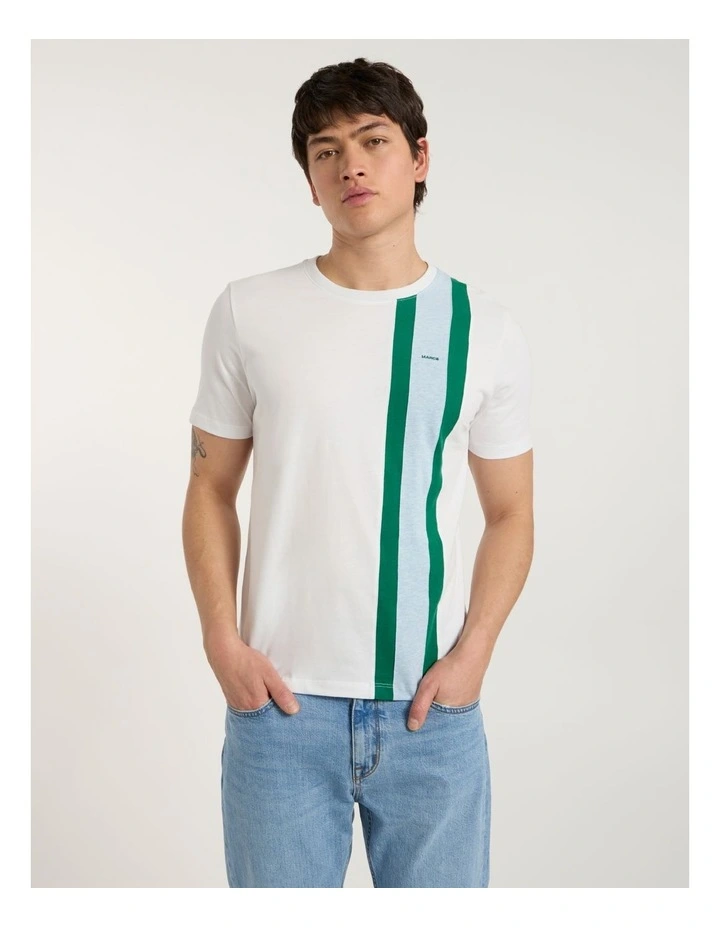 Riccardo Applique Stripe Tee in White image 2