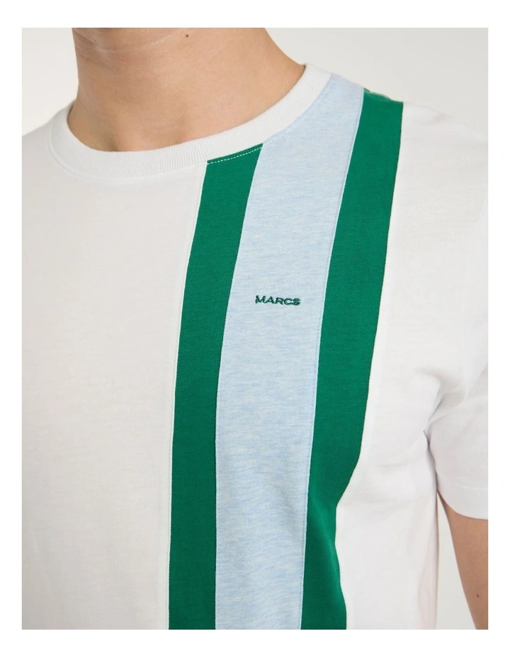 Riccardo Applique Stripe Tee in White image 3