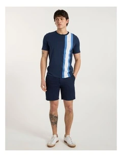 Riccardo Applique Stripe Tee in Navy