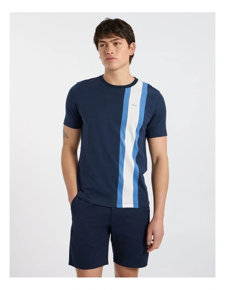 Riccardo Applique Stripe Tee in Navy image 1