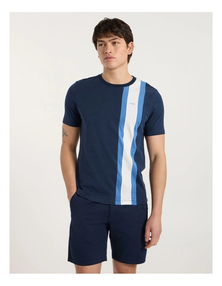 Riccardo Applique Stripe Tee in Navy image 2