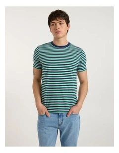 Silverstone Stripe Tee in Green Stripe