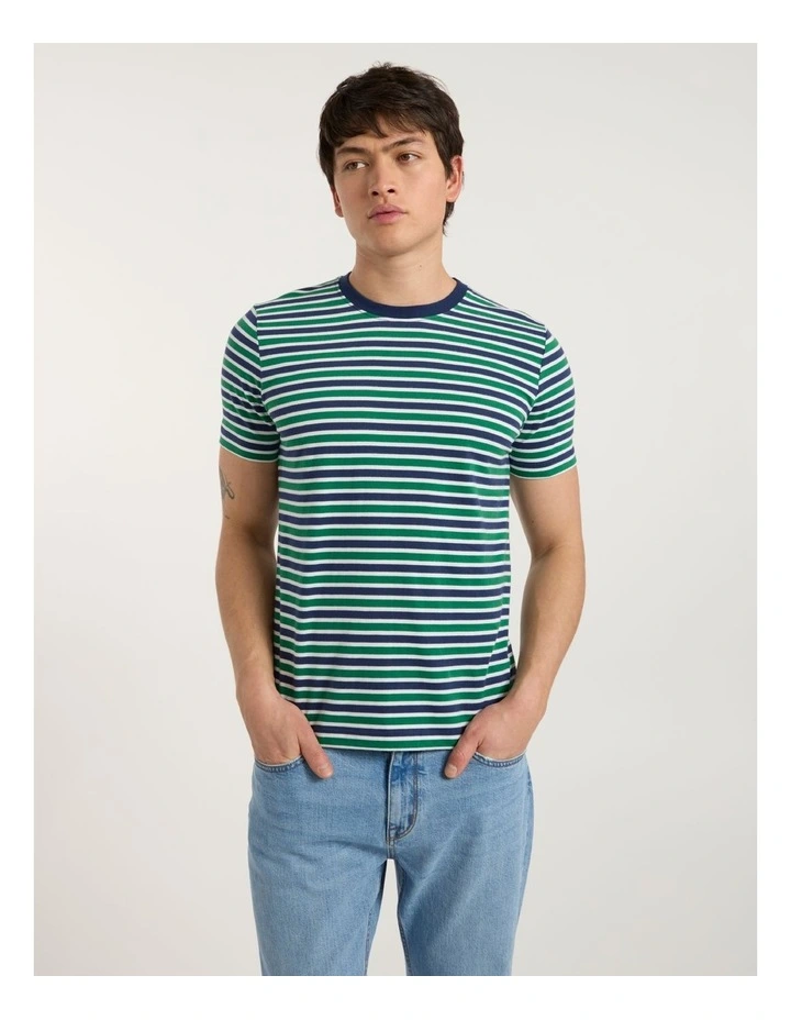 Silverstone Stripe Tee in Green Stripe image 1