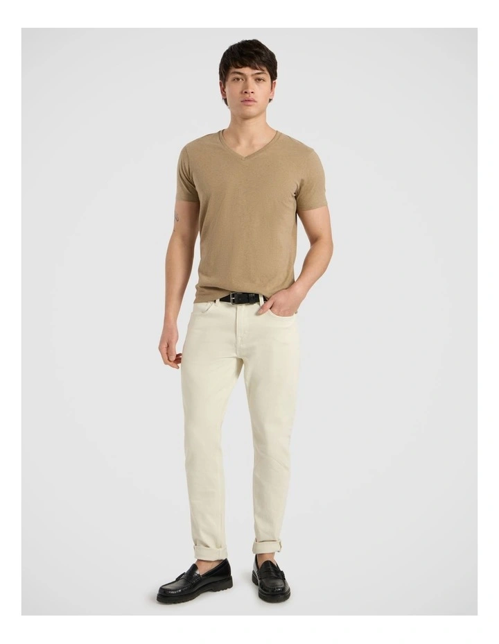 Marle Arnie V Neck Tee in Latte image 2