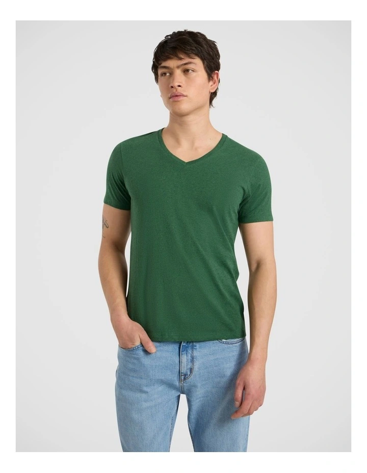 Marle Arnie V Neck Tee in Racing Green image 1