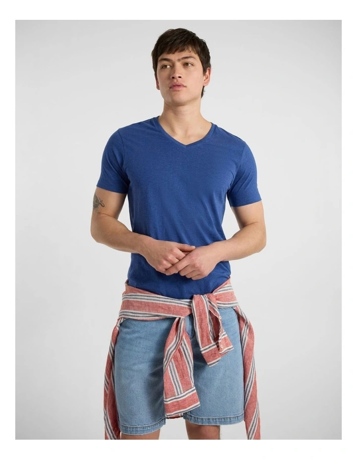 Marle Arnie V Neck in Navy Marle image 1