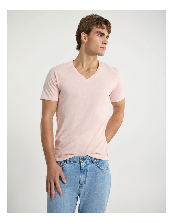 Marle Arnie V Neck Tee in Pale Pink image 1