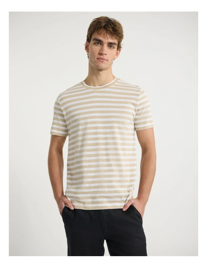 Justin Stripe Tee in Latte Stripe image 1