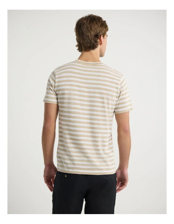Justin Stripe Tee in Latte Stripe image 3