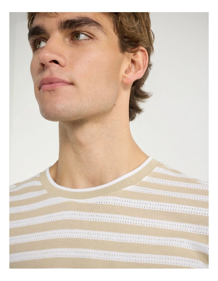 Justin Stripe Tee in Latte Stripe image 4