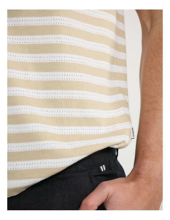 Justin Stripe Tee in Latte Stripe image 5