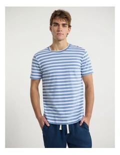 Justin Stripe Tee in Blue Stripe