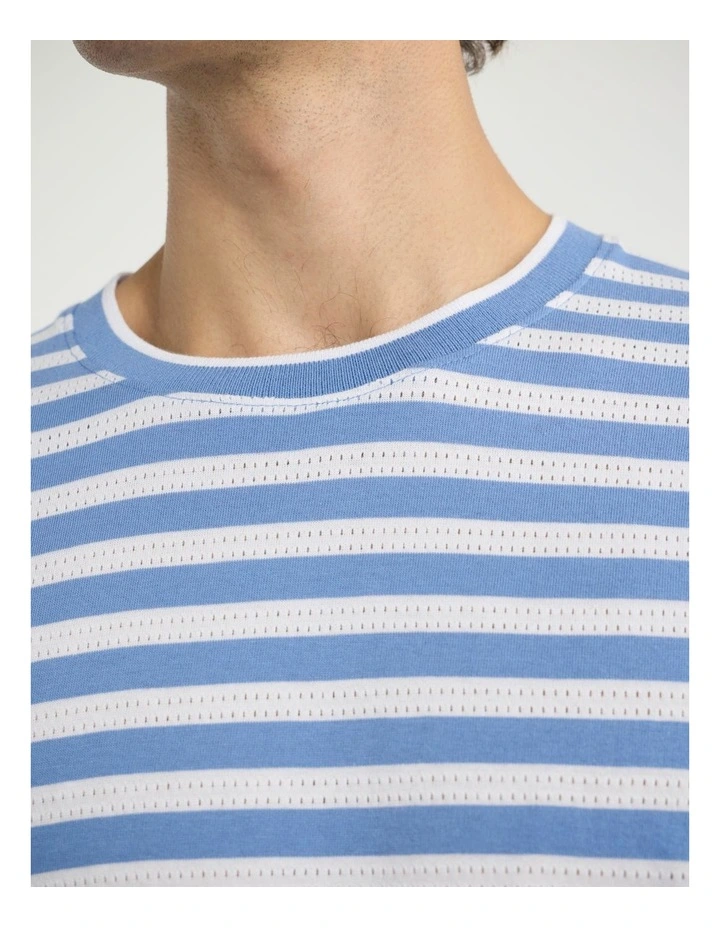 Justin Stripe Tee in Blue Stripe image 4