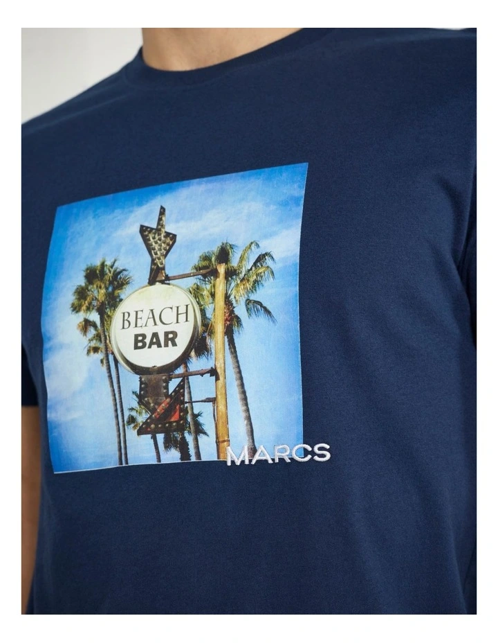 Bar Bar Bar Tee in Navy image 4