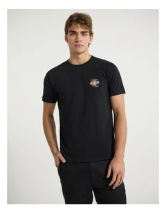 On The Line Embroidered Tee in Black