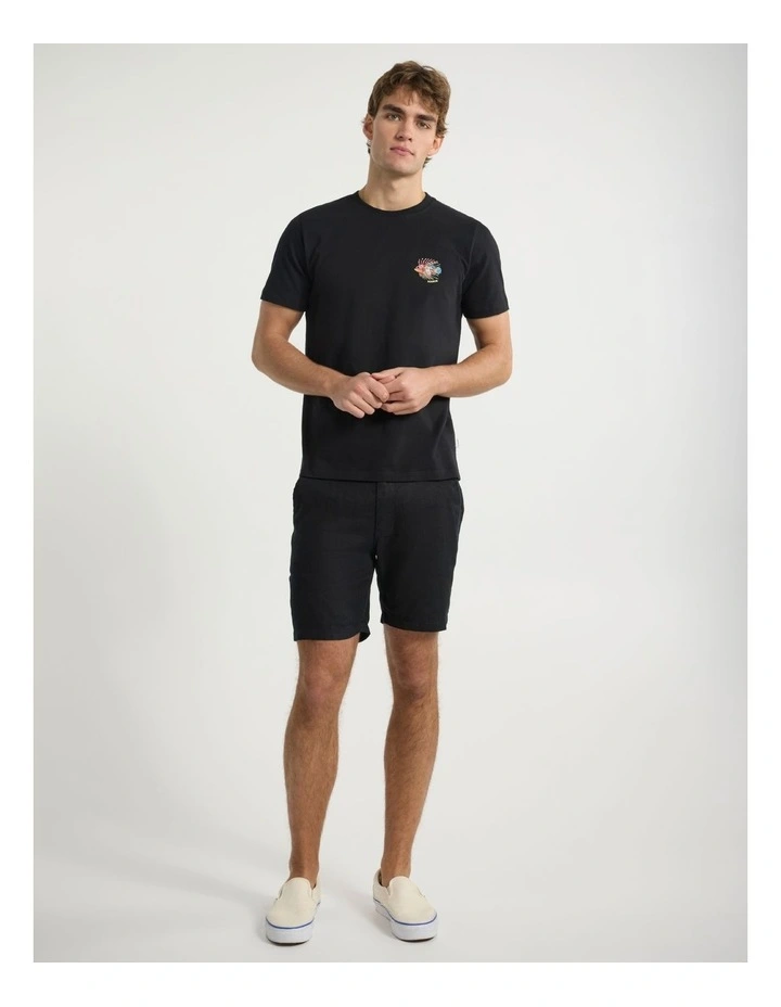 On The Line Embroidered Tee in Black image 2