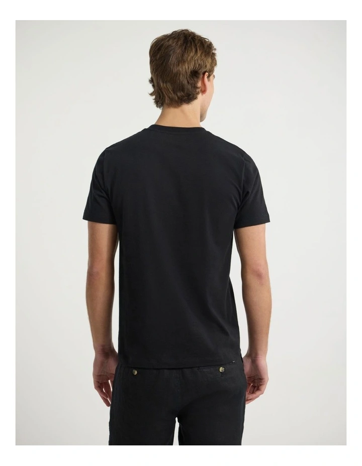 On The Line Embroidered Tee in Black image 3