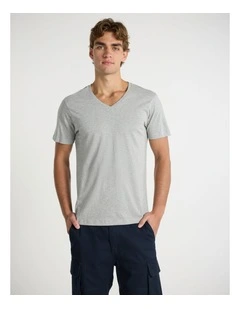 Marle Arnie V Neck Tee in Grey Marle