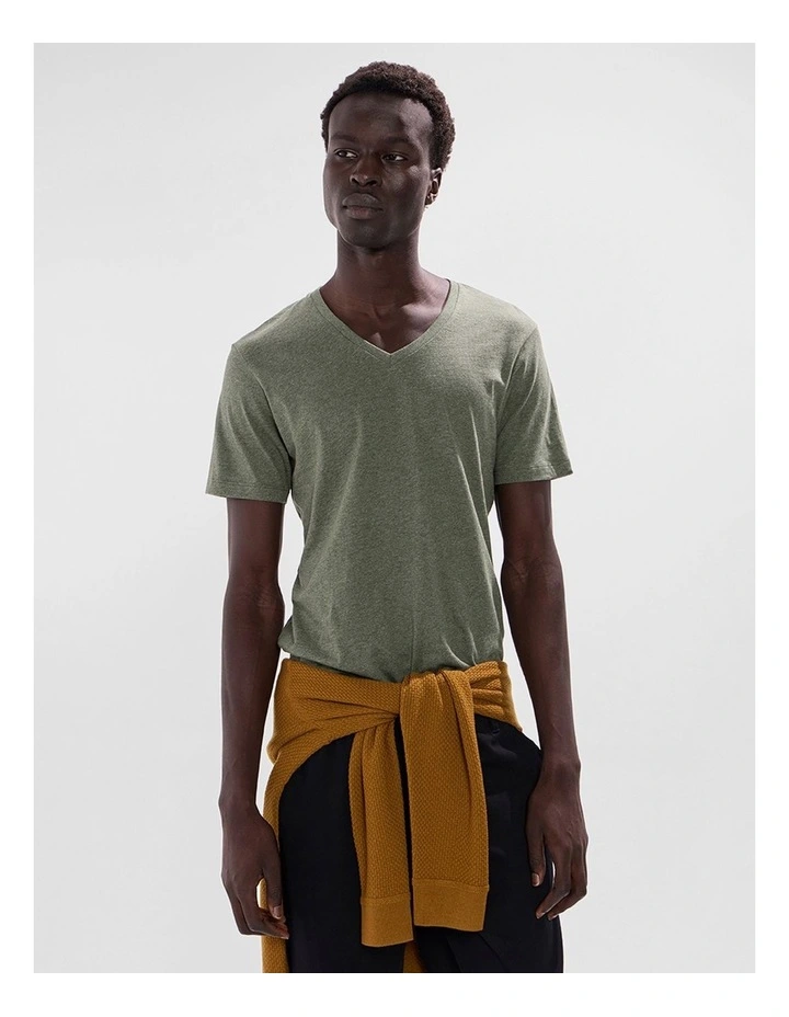 Marle Arnie V Neck in Forest Marle image 1