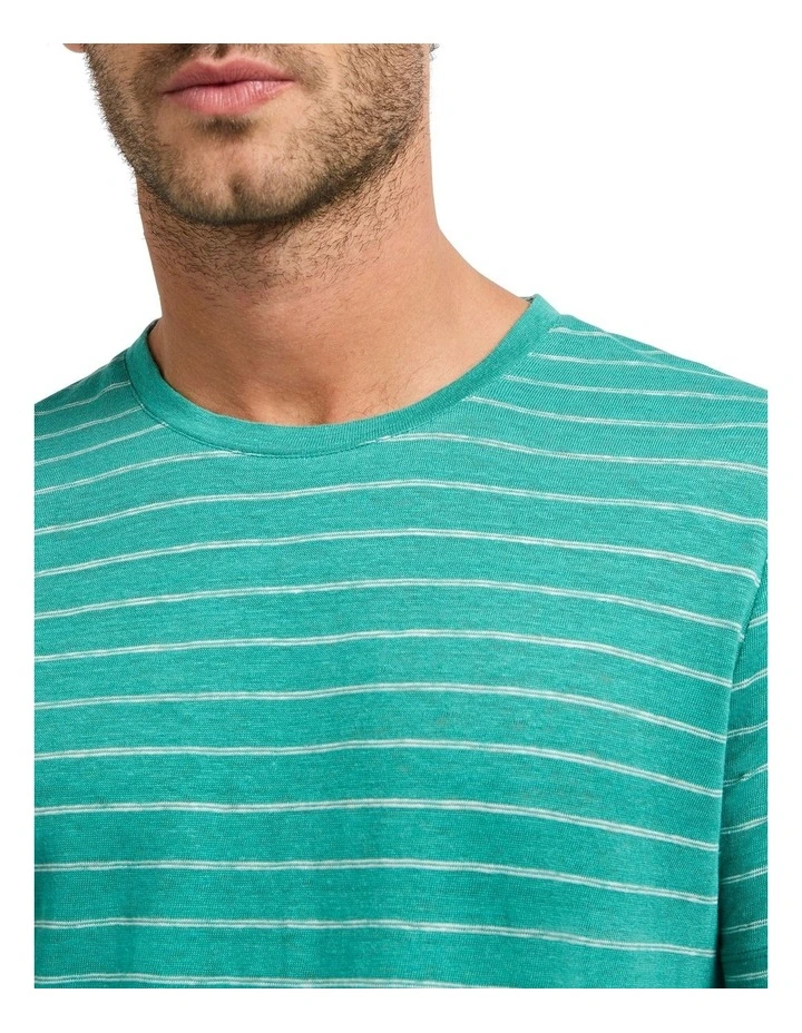 Brian Stripe Linen Tee in Galapagos Stripe image 3