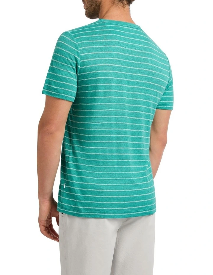 Brian Stripe Linen Tee in Galapagos Stripe image 4