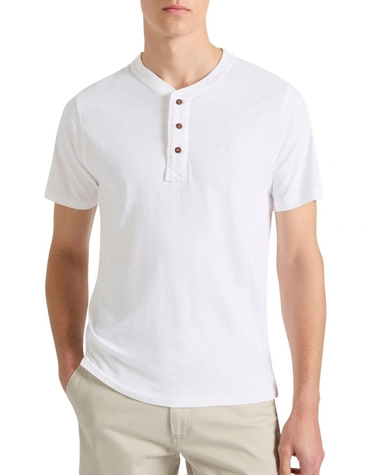 Jace Slub Henley Tee in White image 1