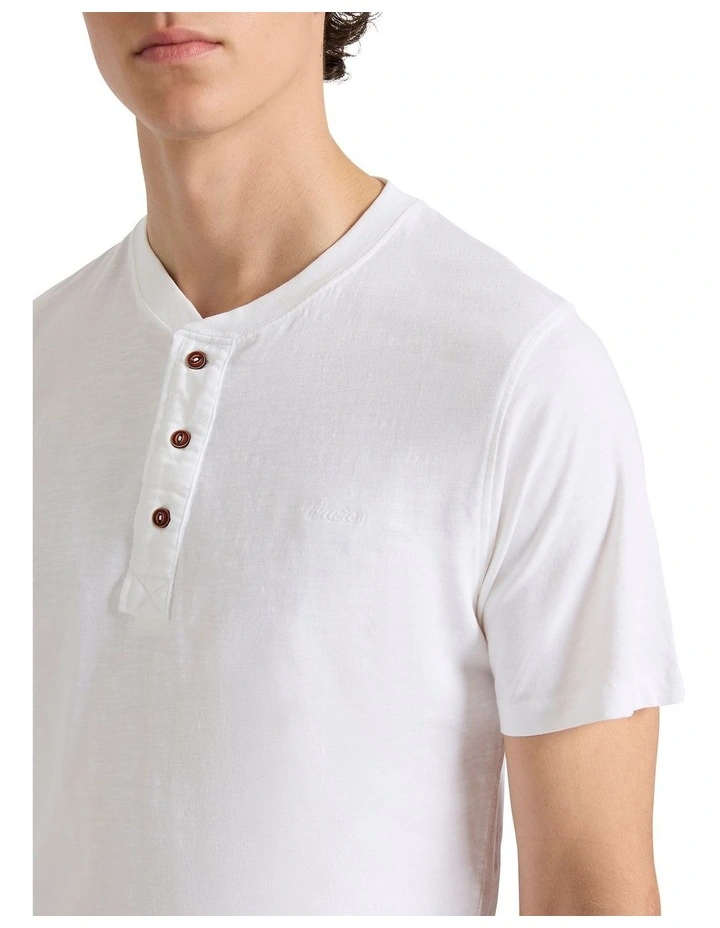 Jace Slub Henley Tee in White image 2