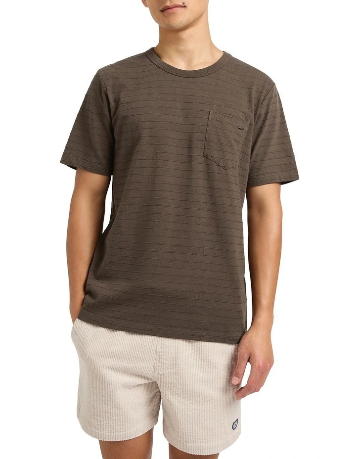 Adonis Textured Stripe Tee in Fudge image 1