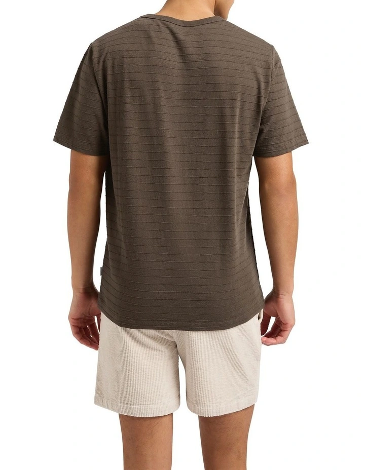 Adonis Textured Stripe Tee in Fudge image 2