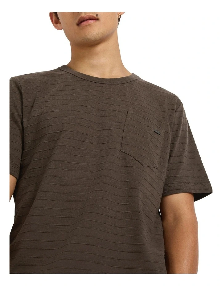 Adonis Textured Stripe Tee in Fudge image 3