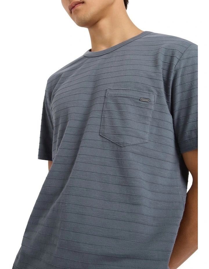 Adonis Textured Stripe Tee in Graphite image 3