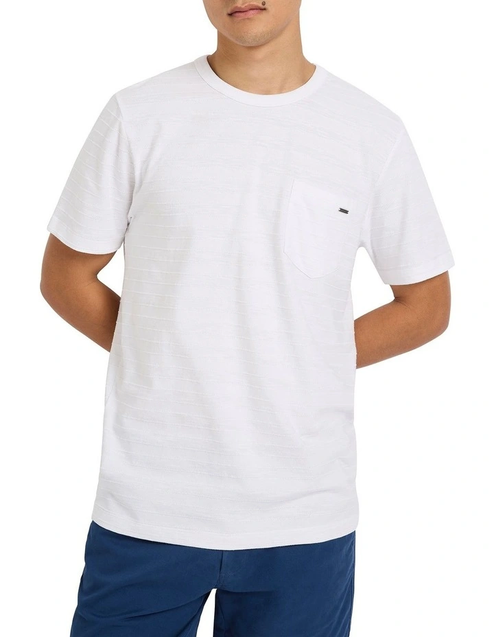 Adonis Textured Stripe Tee in White image 1
