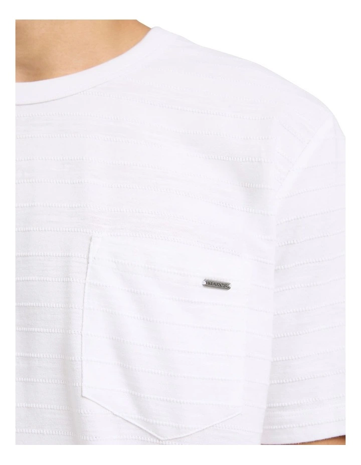 Adonis Textured Stripe Tee in White image 4