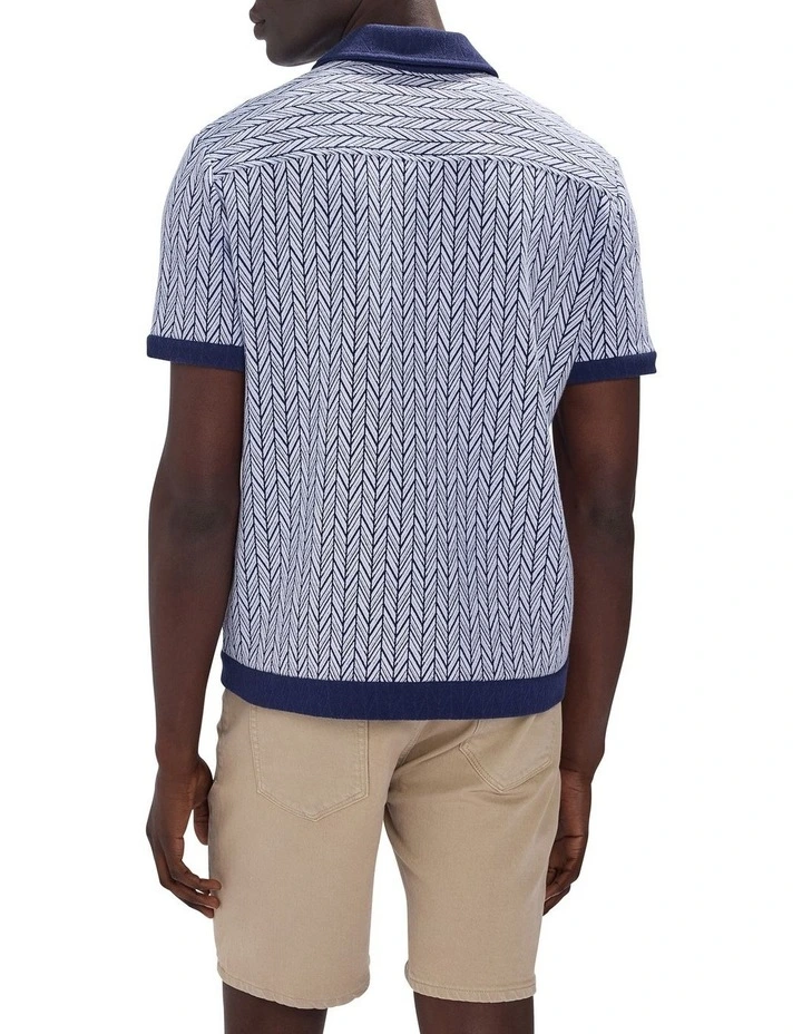 The Chronicle Jersey Shirt in Navy Multi image 4