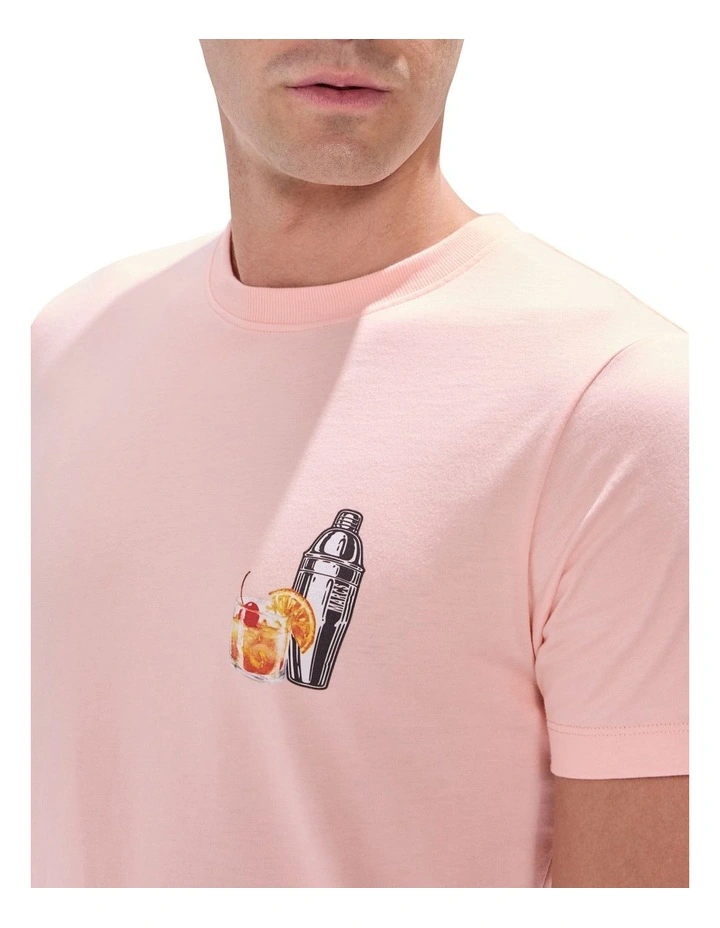 Cocktails And Dreams Tee in Peach image 3