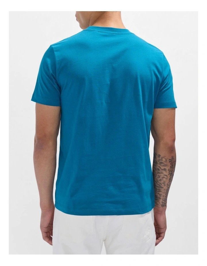 Palm Down Embroidered Tee in Dark Teal image 3