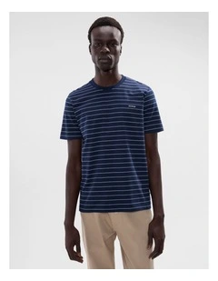 Logo Stripe Tee in Navy Stripe