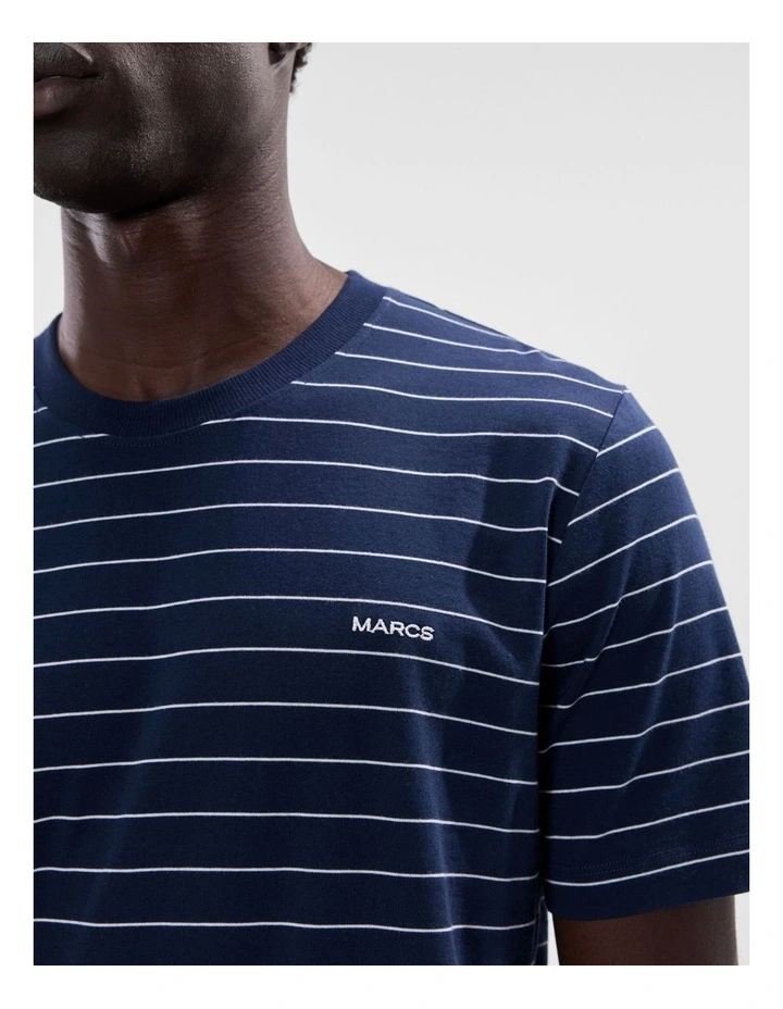 Logo Stripe Tee in Navy Stripe image 4