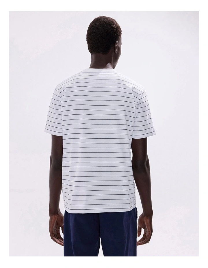 Marcs Logo Stripe Tee in White Stripe image 3