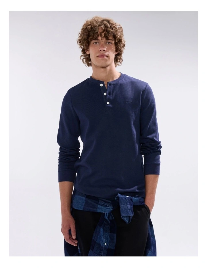 Radar Love Henley Top in Navy image 1