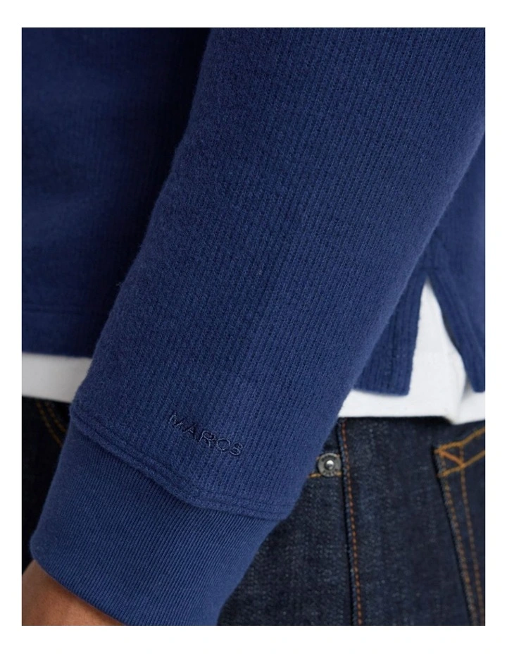 Let It Rain Brushed Rib Top in Navy image 2