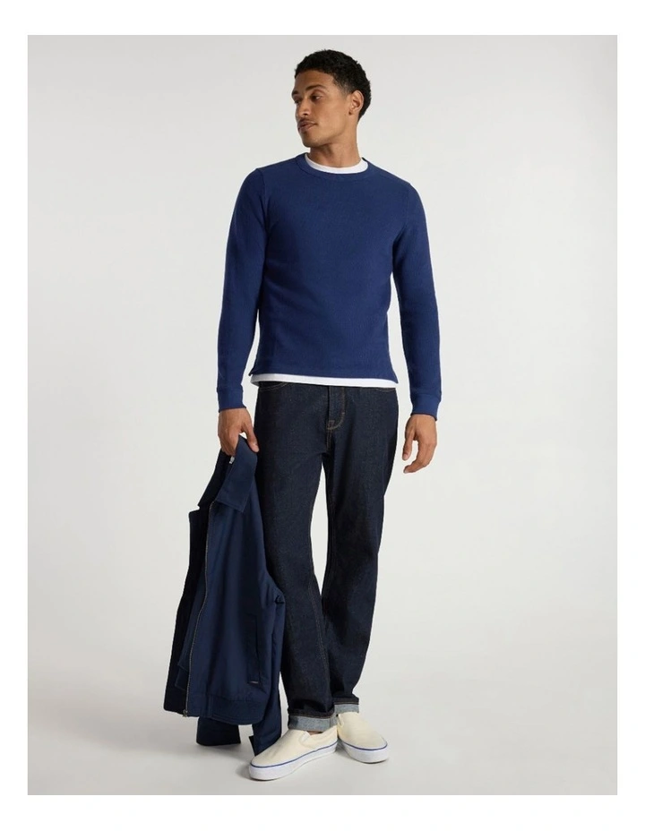 Let It Rain Brushed Rib Top in Navy image 4