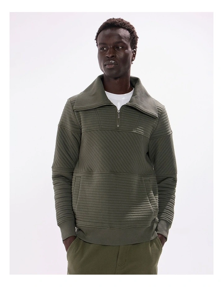 Helme 1/4 Zip Sweat in Agave Green image 2