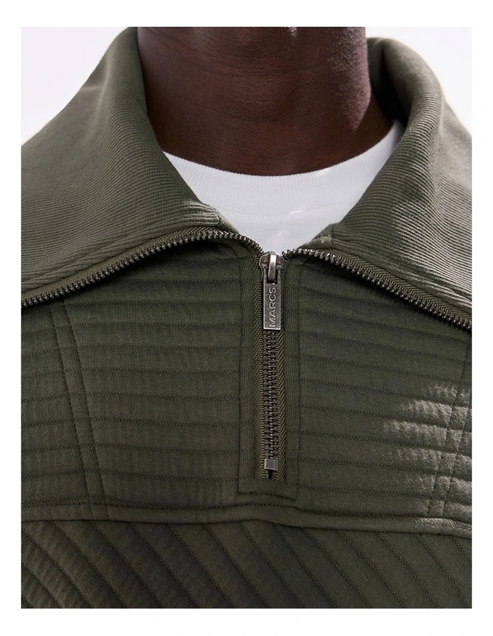 Helme 1/4 Zip Sweat in Agave Green image 3