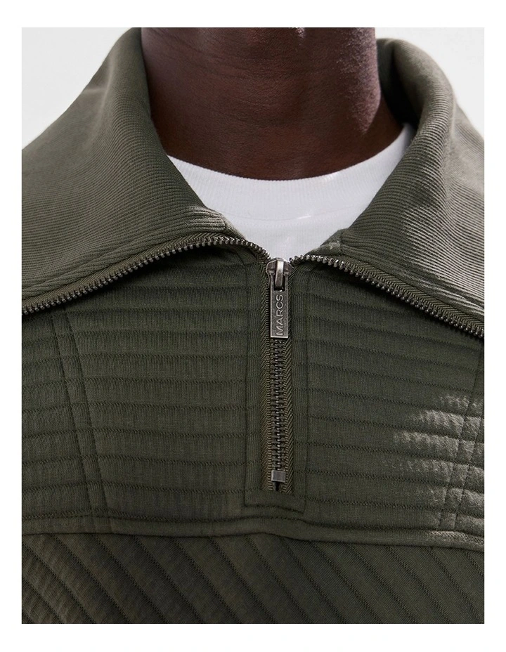 Helme 1/4 Zip Sweat in Agave Green image 4