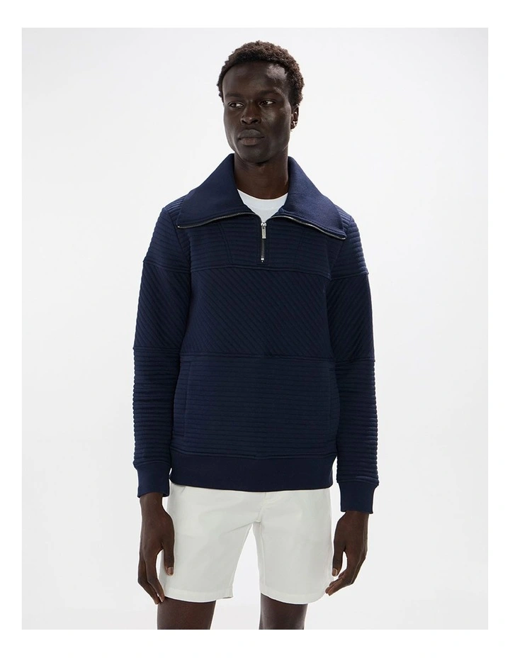 Helme 1/4 Zip Sweat in Navy image 2