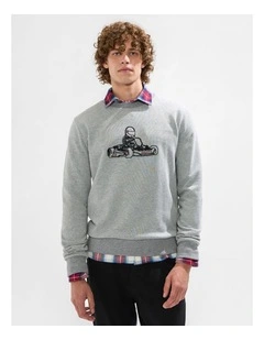 The Karting Line Sweat in Grey Marle