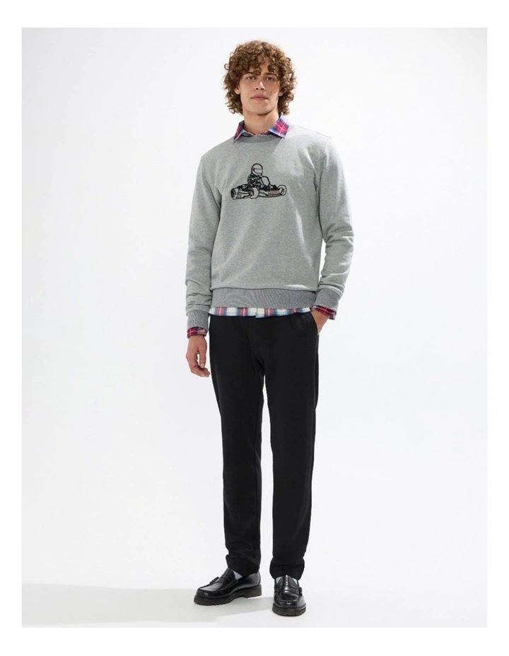 The Karting Line Sweat in Grey Marle image 1